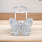 Moving Flying Fidget Butterfly Silver Open Back Free Size Ring Bulk