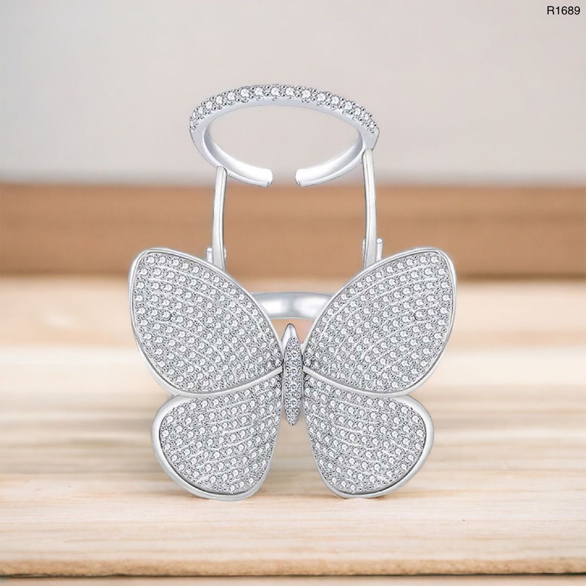 Moving Flying Fidget Butterfly Silver Open Back Free Size Ring Bulk