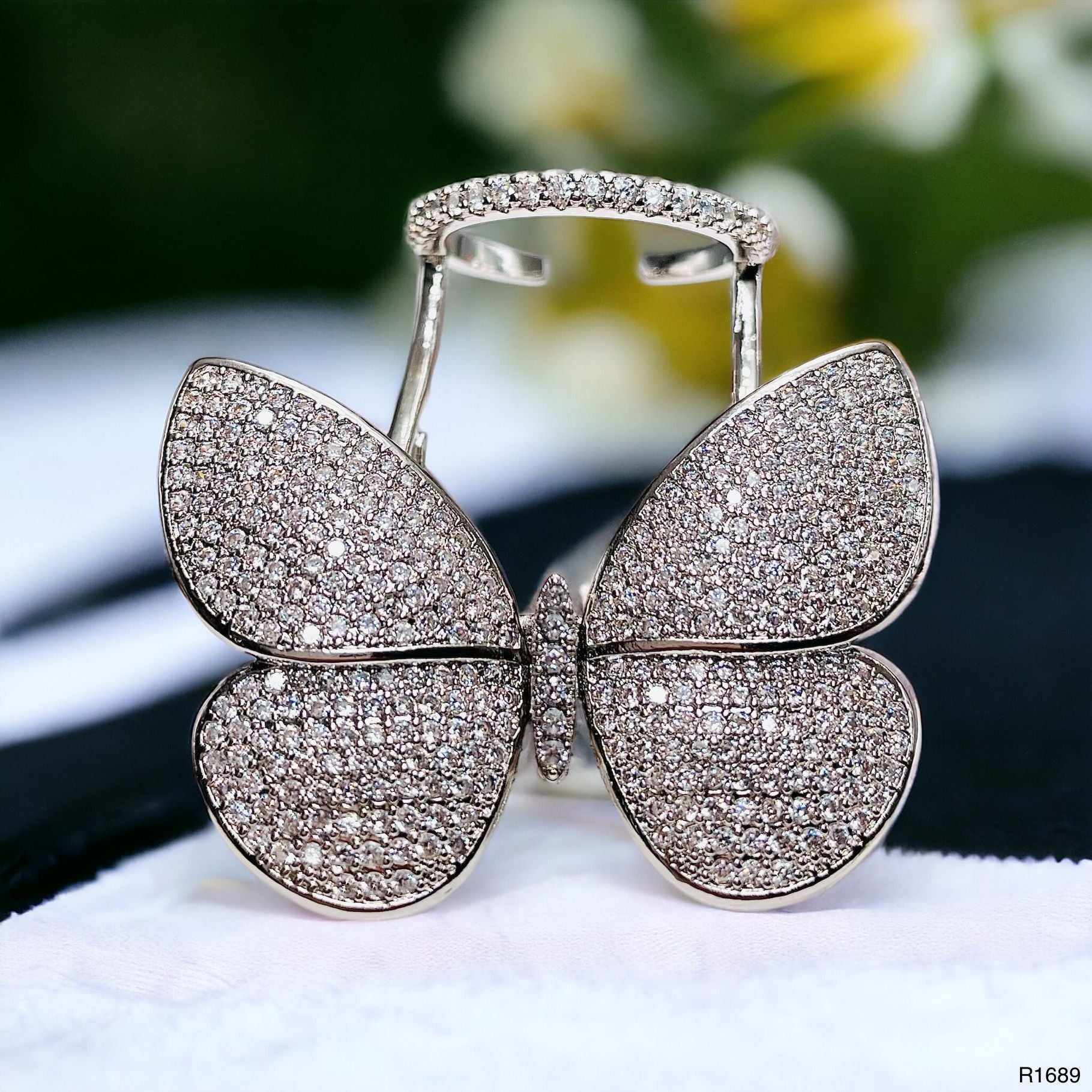 Moving Flying Fidget Butterfly Silver Open Back Free Size Ring Bulk