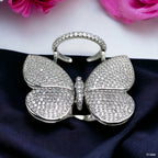 Moving Flying Fidget Butterfly Silver Open Back Free Size Ring Bulk