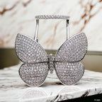 Moving Flying Fidget Butterfly Silver Open Back Free Size Ring Bulk
