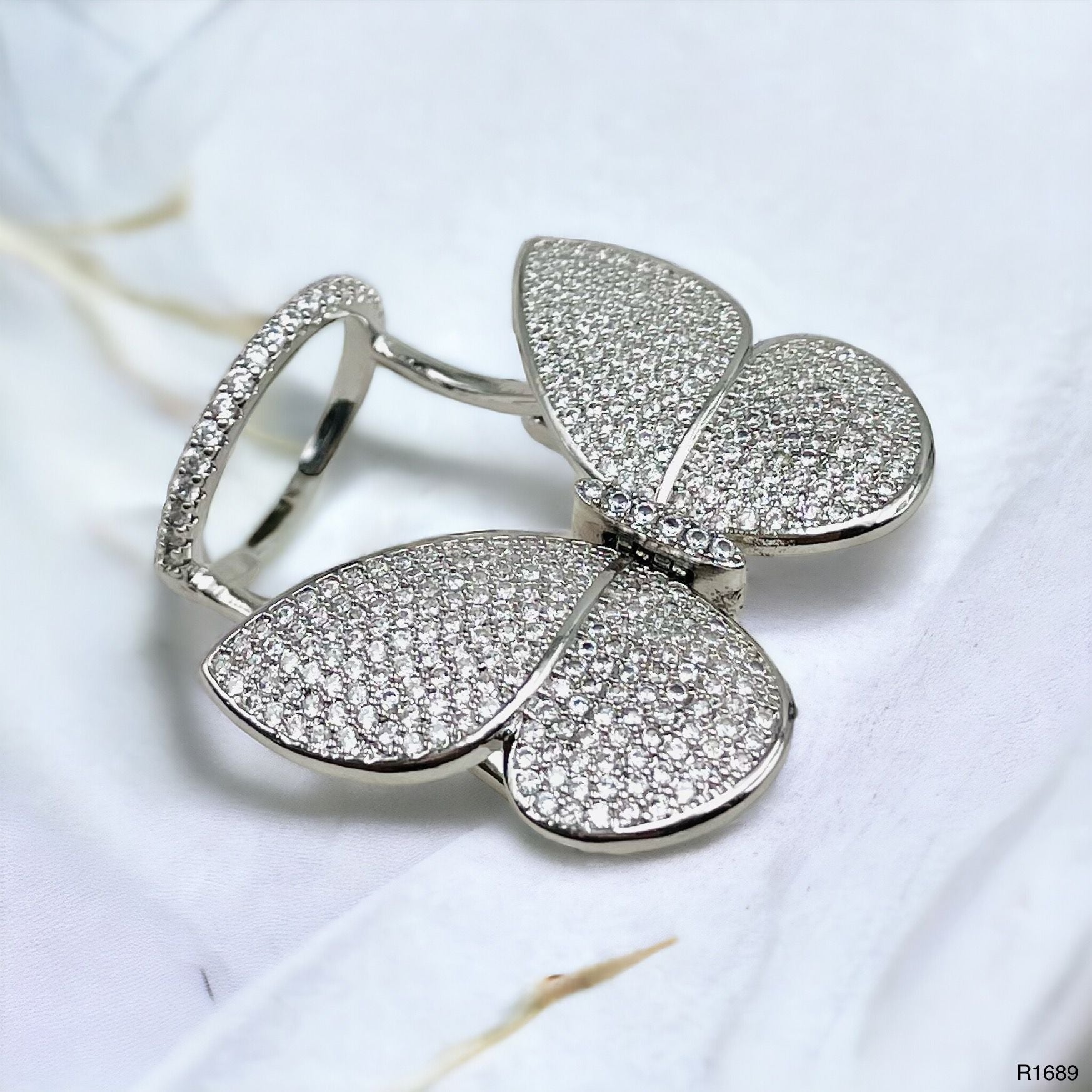 Moving Flying Fidget Butterfly Silver Open Back Free Size Ring Bulk
