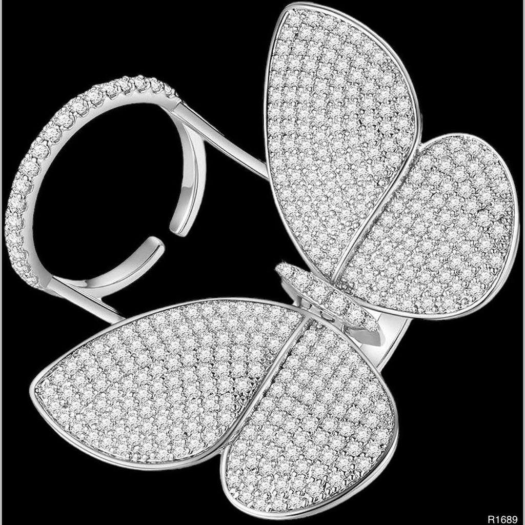 Moving Flying Fidget Butterfly Silver Open Back Free Size Ring Bulk