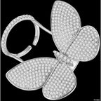 Moving Flying Fidget Butterfly Silver Open Back Free Size Ring Bulk