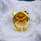 Black Enamel Tiger Panther 18K Gold Anti Tarnish Open Back Ring Bulk