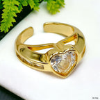 Diamond Heart Love Solitaire CZ 18K Gold Open Back Ring Bulk