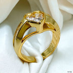 Diamond Heart Love Solitaire CZ 18K Gold Open Back Ring Bulk