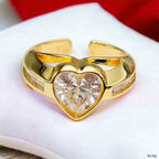 Diamond Heart Love Solitaire CZ 18K Gold Open Back Ring Bulk