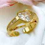 Diamond Heart Love Solitaire CZ 18K Gold Open Back Ring Bulk
