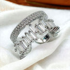 Zig Zag Baguette CZ Silver Anti Tarnish Open Back Ring Bulk