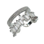 Zig Zag Baguette CZ Silver Anti Tarnish Open Back Ring Bulk