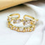 Dual Layer Fancy 18K Gold CZ Anti Tarnish Free Size Ring Bulk
