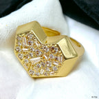 Heart Love Baguette Round Cubic Zirconia 18K Gold Open Back Ring Bulk