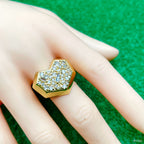 Heart Love Baguette Round Cubic Zirconia 18K Gold Open Back Ring Bulk