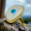 Fancy Shape Evil Eye Mother Of Pearl Gold Anti Tarnish Ring Bulk