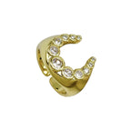 Horse Shoe Cubic Zirconia 18K Gold Anti Tarnish Free Size Ring Bulk