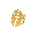 Origami Triangle Cut Out Glossy Gold Anti Tarnish Free Size Ring Bulk