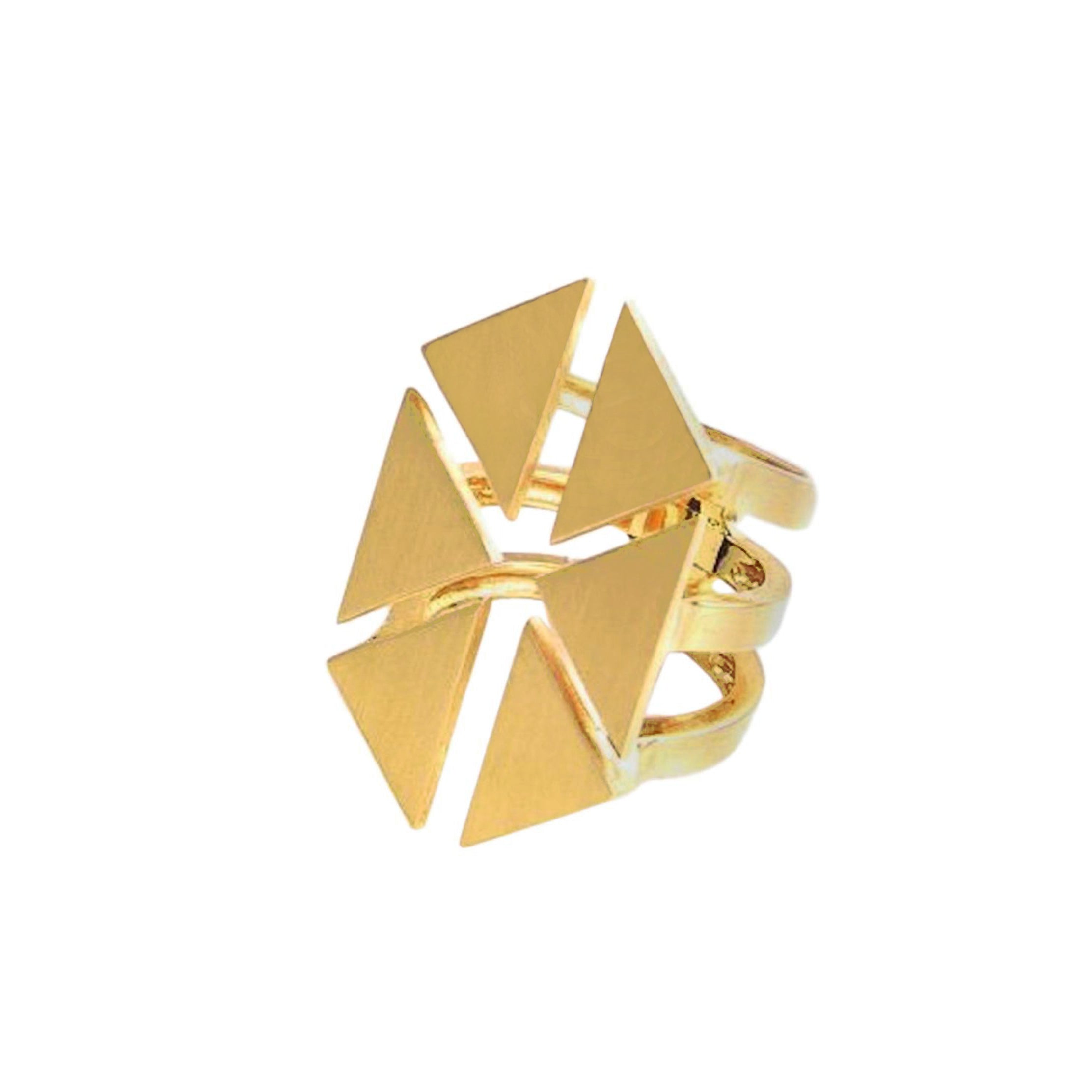 Origami Triangle Cut Out Glossy Gold Anti Tarnish Free Size Ring Bulk