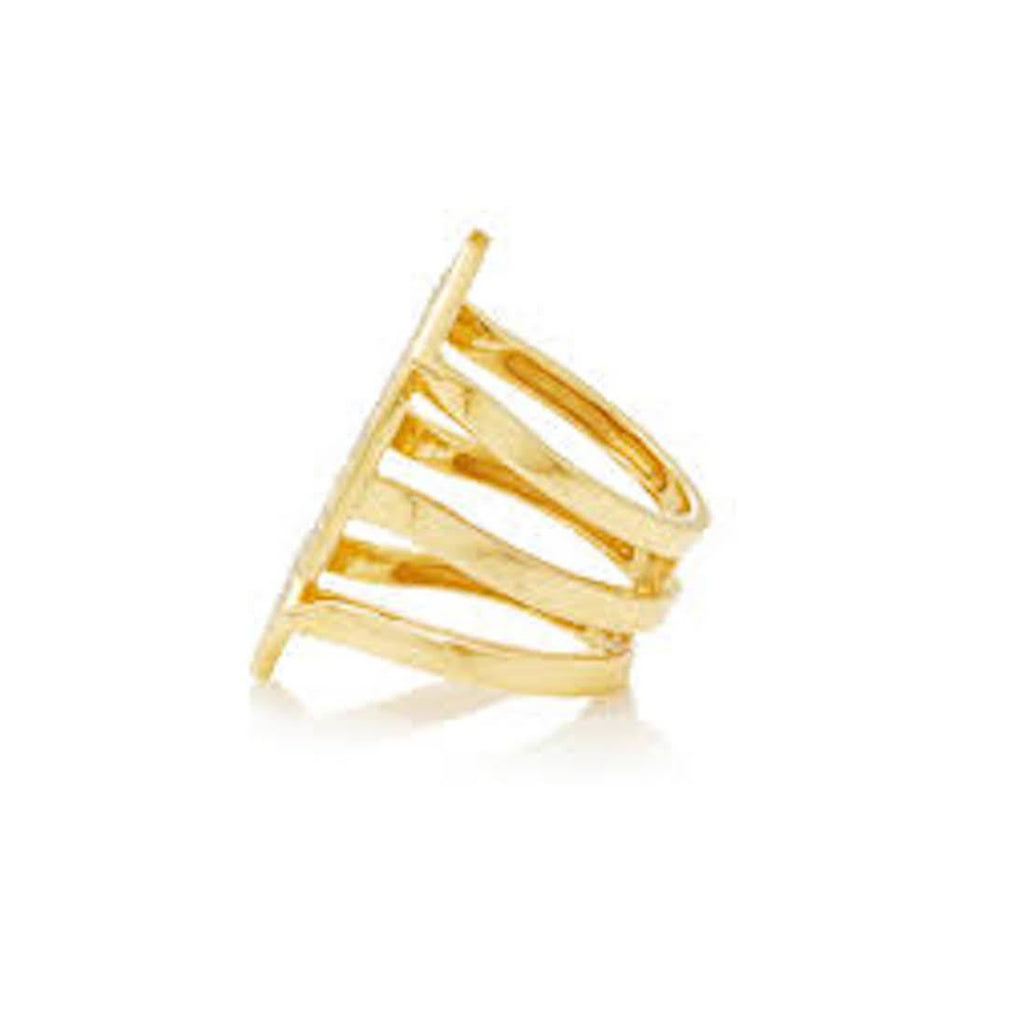 Origami Triangle Cut Out Glossy Gold Anti Tarnish Free Size Ring Bulk