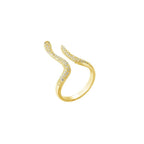 Snake Dainty Green Eye Cubic Zirconia 18K Gold Free Size Ring Bulk