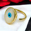 Evil Eye Mother Of Pearl 18K Gold Anti Tarnish Free Size Ring Bulk