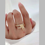 Zip Rainbow Multi Color Zircon Gold Anti Tarnish Free Size Ring Bulk