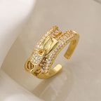 Zip Rainbow Multi Color Zircon Gold Anti Tarnish Free Size Ring Bulk