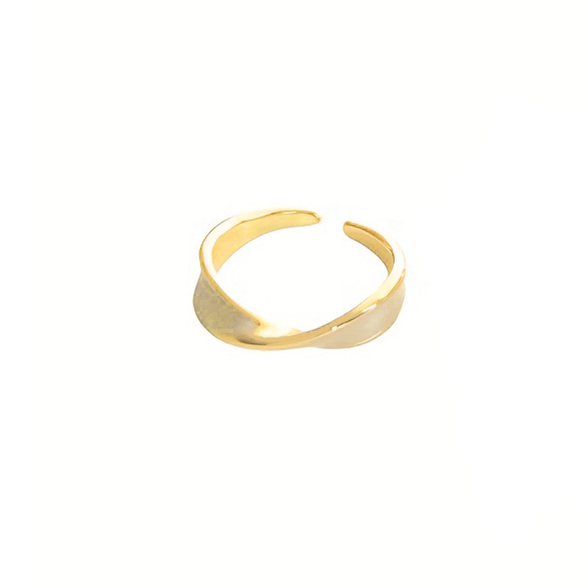 White Enamel Ribbon Cross Over Gold Anti Tarnish Open Back Ring Bulk