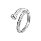 Nail Screw Baguette Cubic Zirconia Anti Tarnish Free Size Ring Bulk