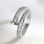 Nail Screw Baguette Cubic Zirconia Anti Tarnish Free Size Ring Bulk