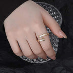 Nail Screw Baguette Cubic Zirconia Anti Tarnish Free Size Ring Bulk