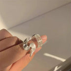 Curly Twisted Frosted Silver Anti Tarnish Open Back Ring Bulk