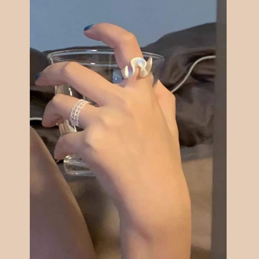 Curly Twisted Frosted Silver Anti Tarnish Open Back Ring Bulk
