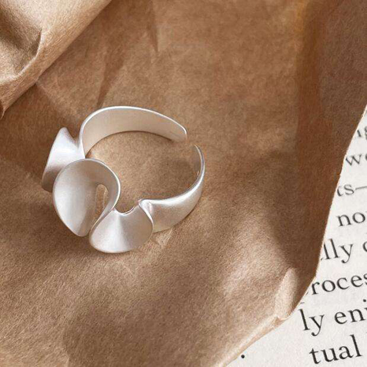 Curly Twisted Frosted Silver Anti Tarnish Open Back Ring Bulk