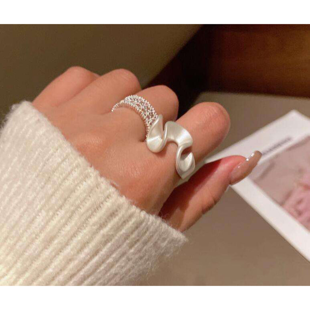 Curly Twisted Frosted Silver Anti Tarnish Open Back Ring Bulk