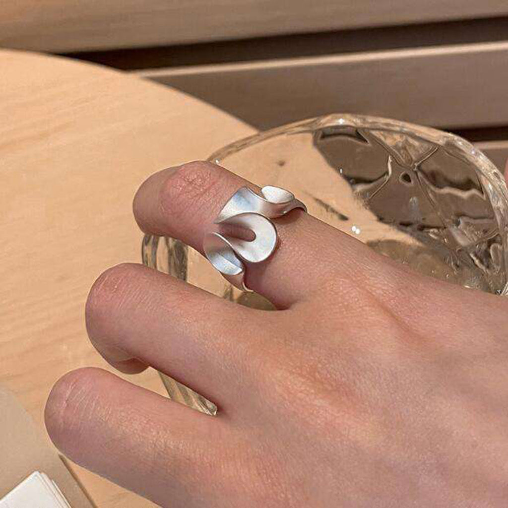 Curly Twisted Frosted Silver Anti Tarnish Open Back Ring Bulk