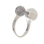 Double CZ 18K Gold Glossy Ball Anti Tarnish Free Size Ring Bulk