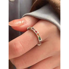 Rainbow Multi Color Silver Anti Tarnish Free Size Adjustable Ring Bulk