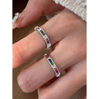 Rainbow Multi Color Silver Anti Tarnish Free Size Adjustable Ring Bulk