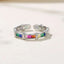 Rainbow Multi Color Silver Anti Tarnish Free Size Adjustable Ring Bulk