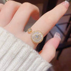 Revolving Flower Baguette CZ 18K Gold Free Size Open Back Ring Bulk