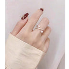 Dual Pearl Cubic Zirconia 18K Gold Free Size Open Back Ring Women Bulk