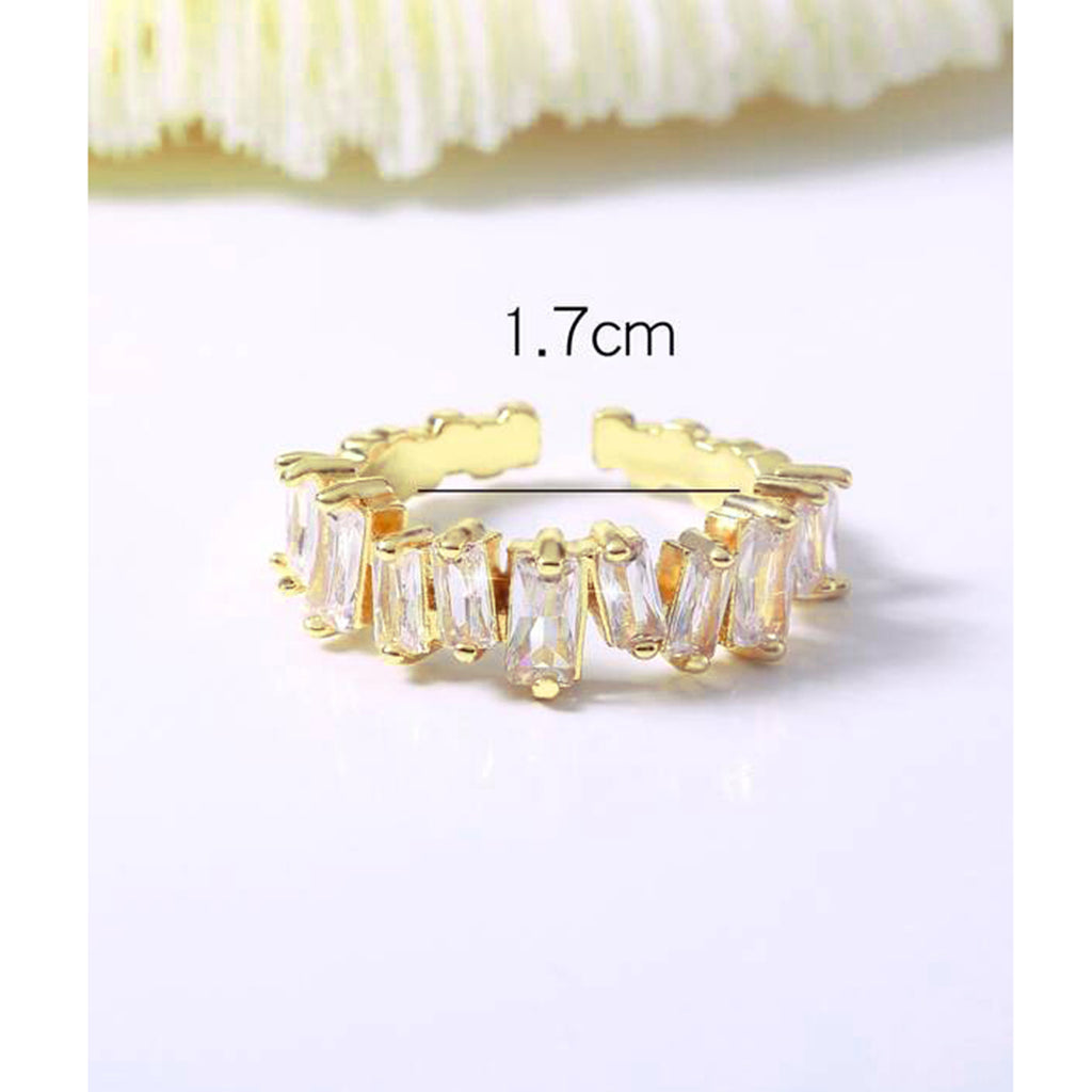 Eternity Baguette CZ 18K Gold Free Size Open Back Ring Bulk