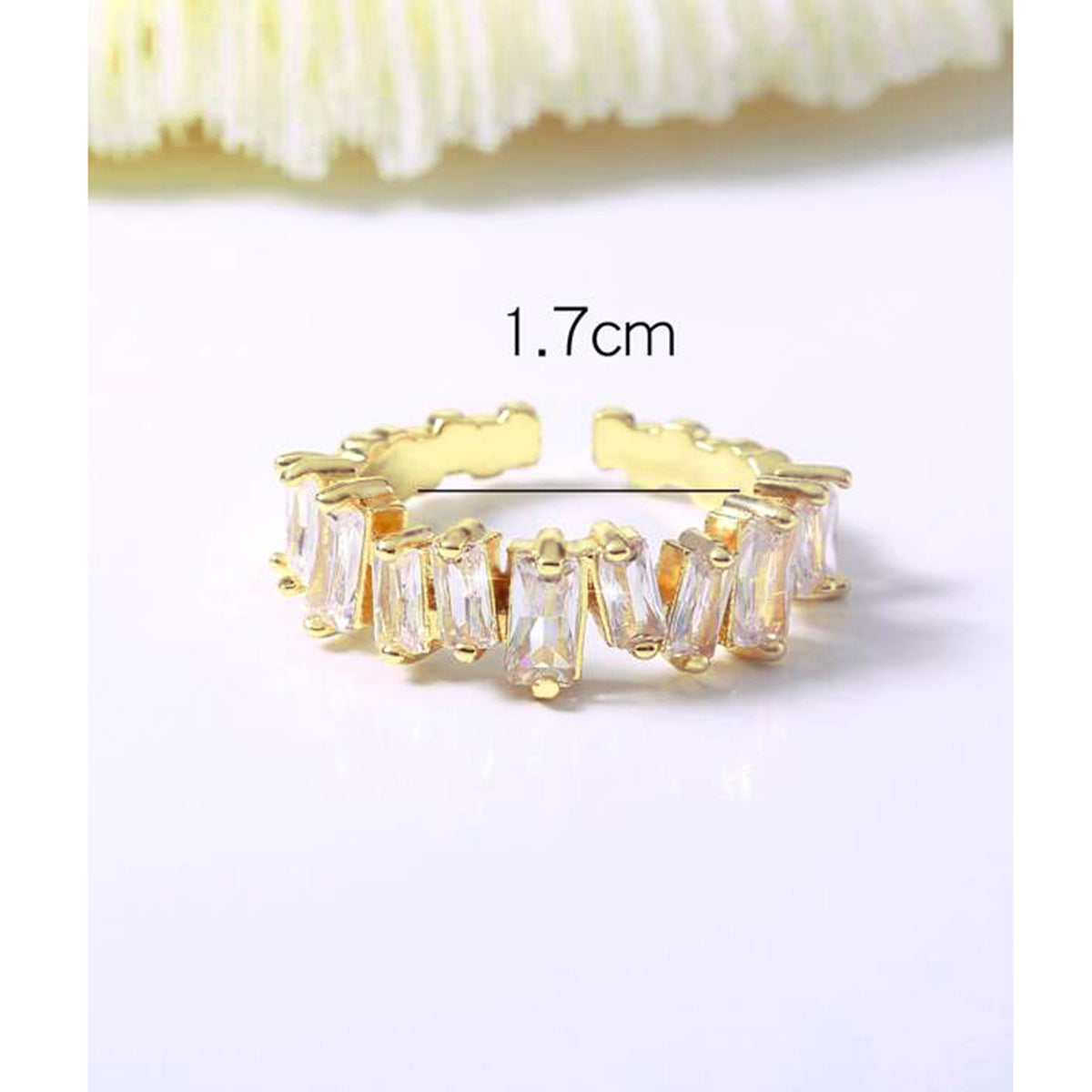 Eternity Baguette CZ 18K Gold Free Size Open Back Ring Bulk