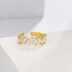 Eternity Baguette CZ 18K Gold Free Size Open Back Ring Bulk
