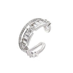 Smart Cubic Zirconia 18K Silver Free Size Open Back Ring Women Bulk