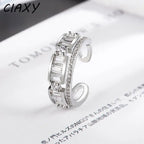 Smart Cubic Zirconia 18K Silver Free Size Open Back Ring Women Bulk
