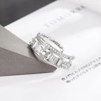 Smart Cubic Zirconia 18K Silver Free Size Open Back Ring Women Bulk