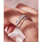 Smart Cubic Zirconia 18K Silver Free Size Open Back Ring Women Bulk
