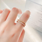 Dual Layer Square CZ 18K Gold Free Size Open Back Ring Bulk